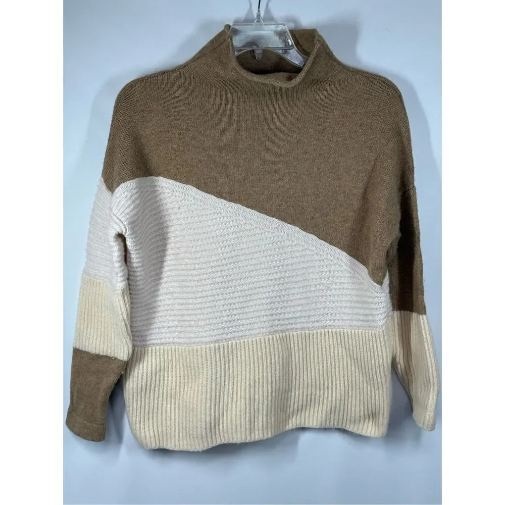 B14 - French connection wool blend color block sweater size Small